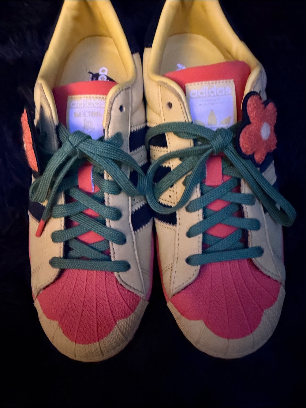 adidas Kids Floral Accent Sneakers - Pink, Yellow & Green